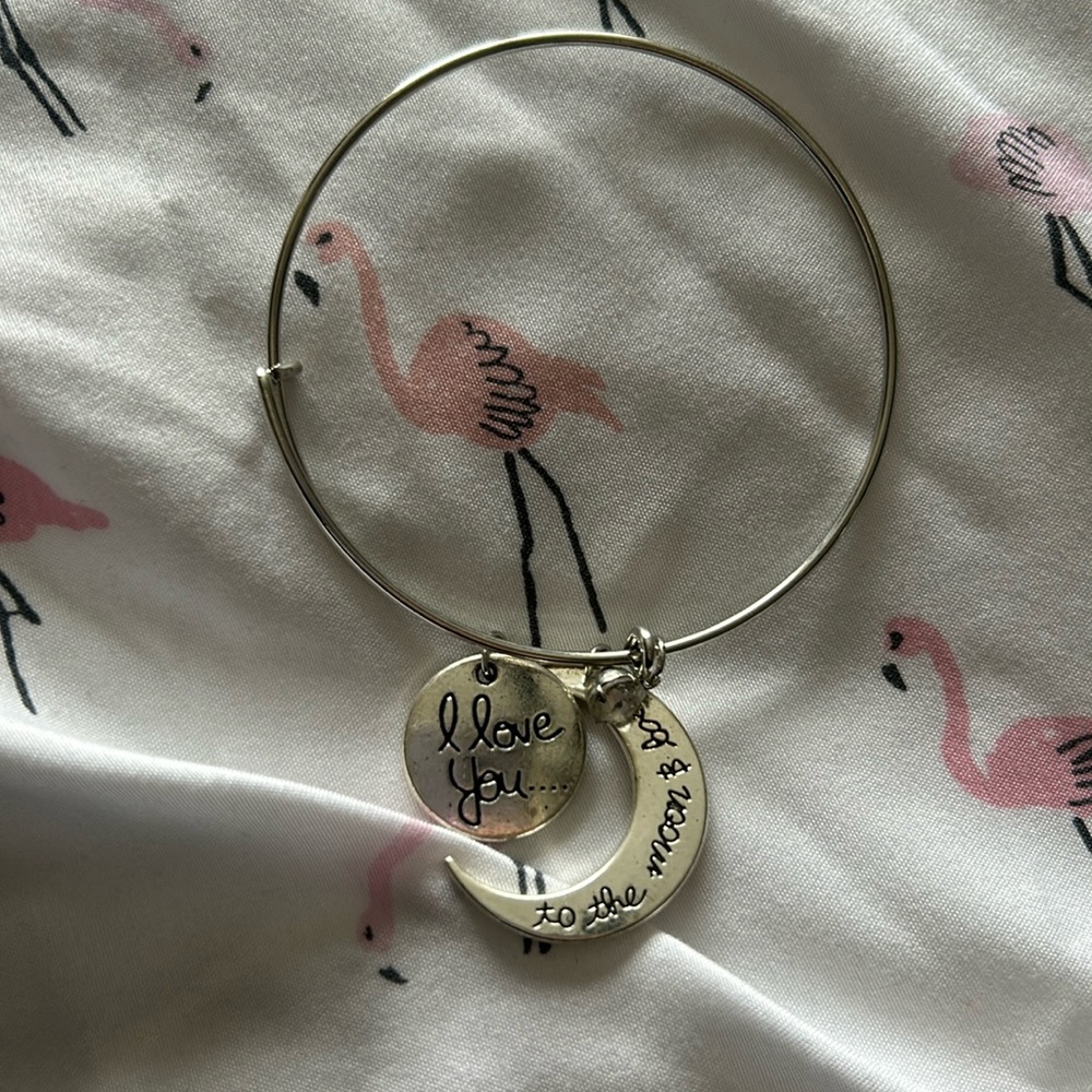 I love you to the moon and back Silver Bracelet